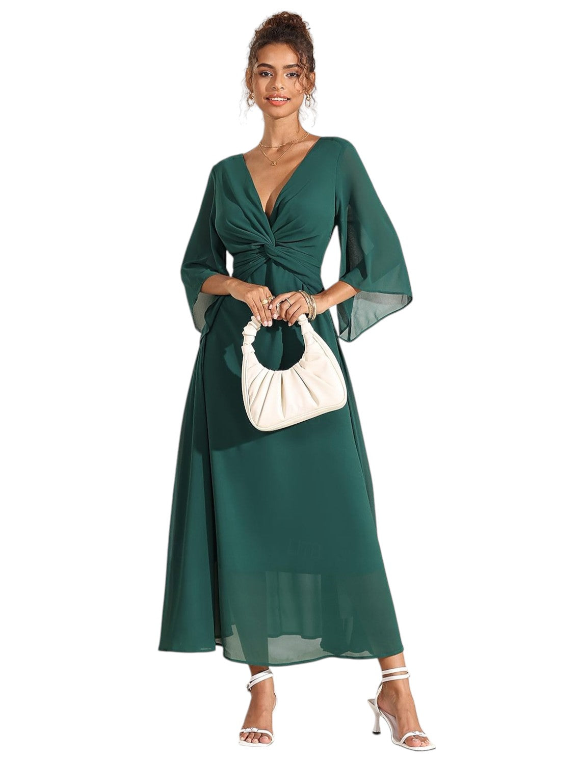 CELINE | Elegante Cocktail Maxi Jurk Voor Dames Met Tijdloze Pasvorm & Uniek Borst Design