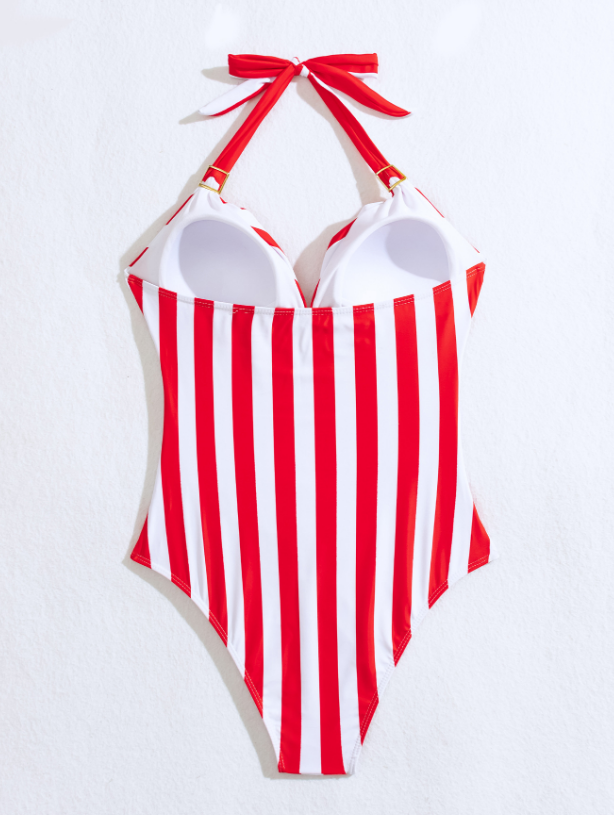 SIRELLA | Dames Badpak Wit Rood Gestreept - Stijlvol & Comfortabel