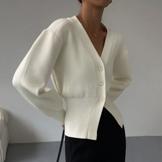 LIBANO | Dames Cardigan Met V-Hals En Knopen – Minimalistisch, Elegant & Veelzijdig Perfect voor Herfstseizoen