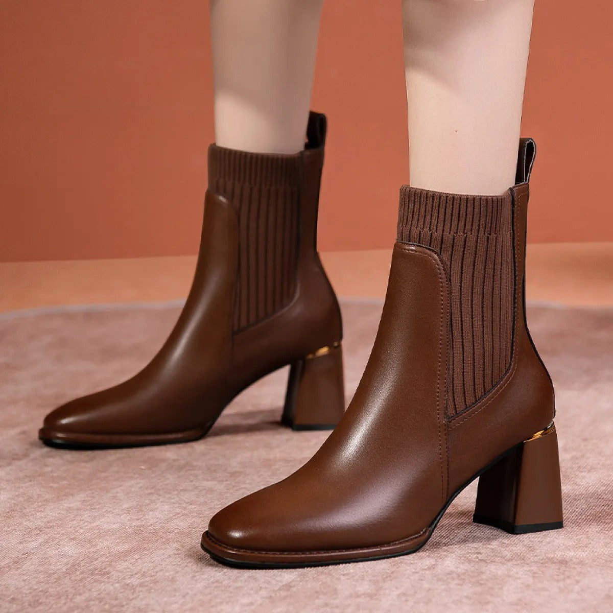 ERENDIRA | Dames Enkellaarsjes Met Elastische Brede Hak – Elegant, Comfortabel & Veelzijdig