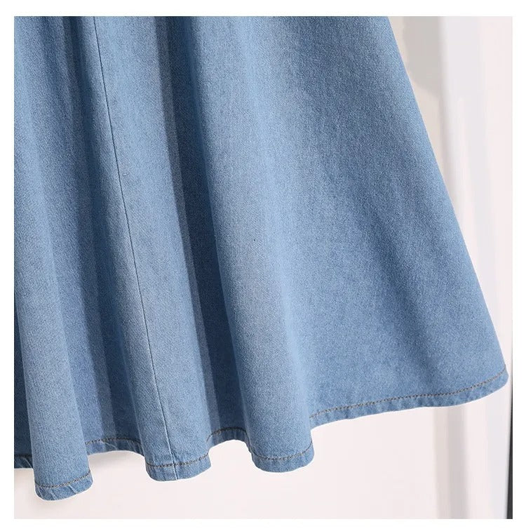 RENATA | Dames Midirok van Lichtgewicht Denim Met Knopen & Elastische Taille – Tijdloos, Comfortabel en Casual Chic