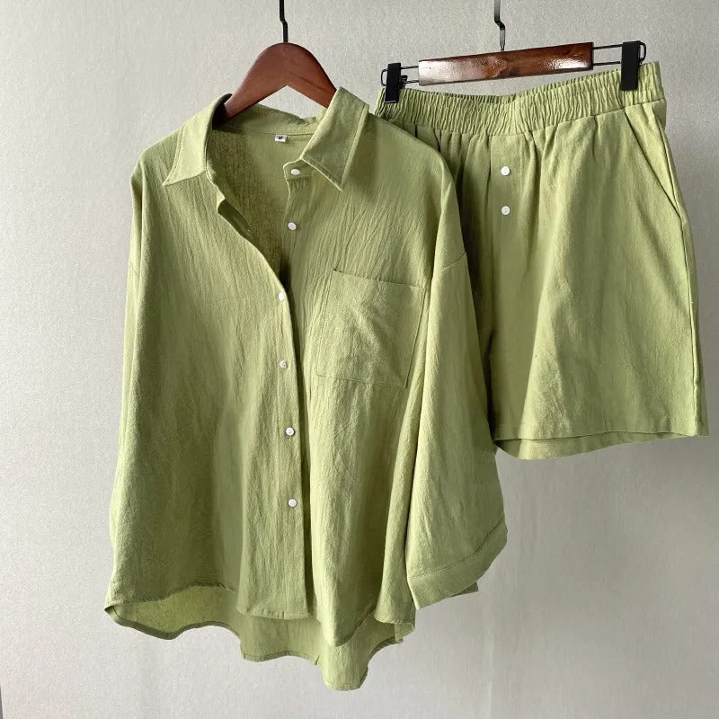 CAMILA | Casual Luchtige Linnen Katoen Dames Set – Luchtig, Comfortabel & Tijdloos Verfijnd