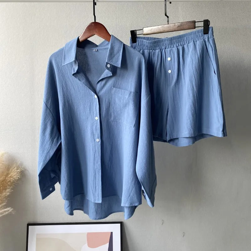 CAMILA | Casual Luchtige Linnen Katoen Dames Set – Luchtig, Comfortabel & Tijdloos Verfijnd