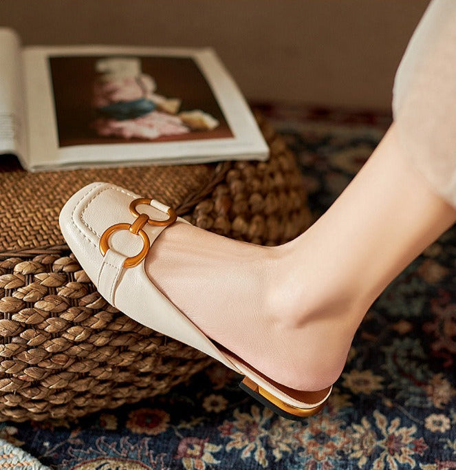 AMINA | Platte Dames Instappers Muiltjes met Gesp Detail – Comfort en klasse in één