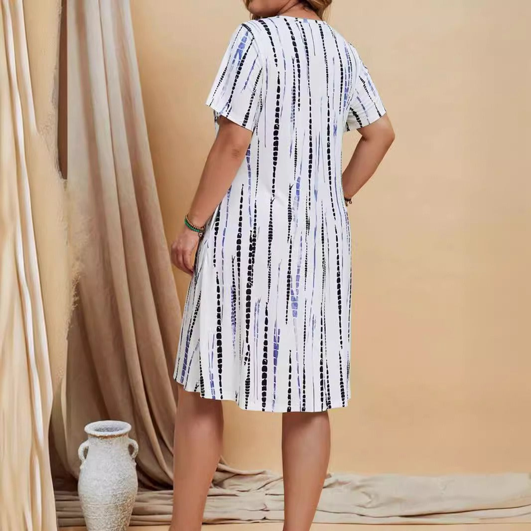 KANA | Casual Dames Jurk Met Geometrische Print – Vloeiend, Flatterend & Perfect Voor Elke Dag