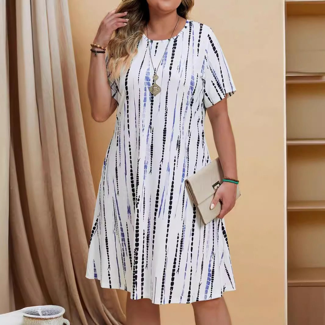 KANA | Casual Dames Jurk Met Geometrische Print – Vloeiend, Flatterend & Perfect Voor Elke Dag