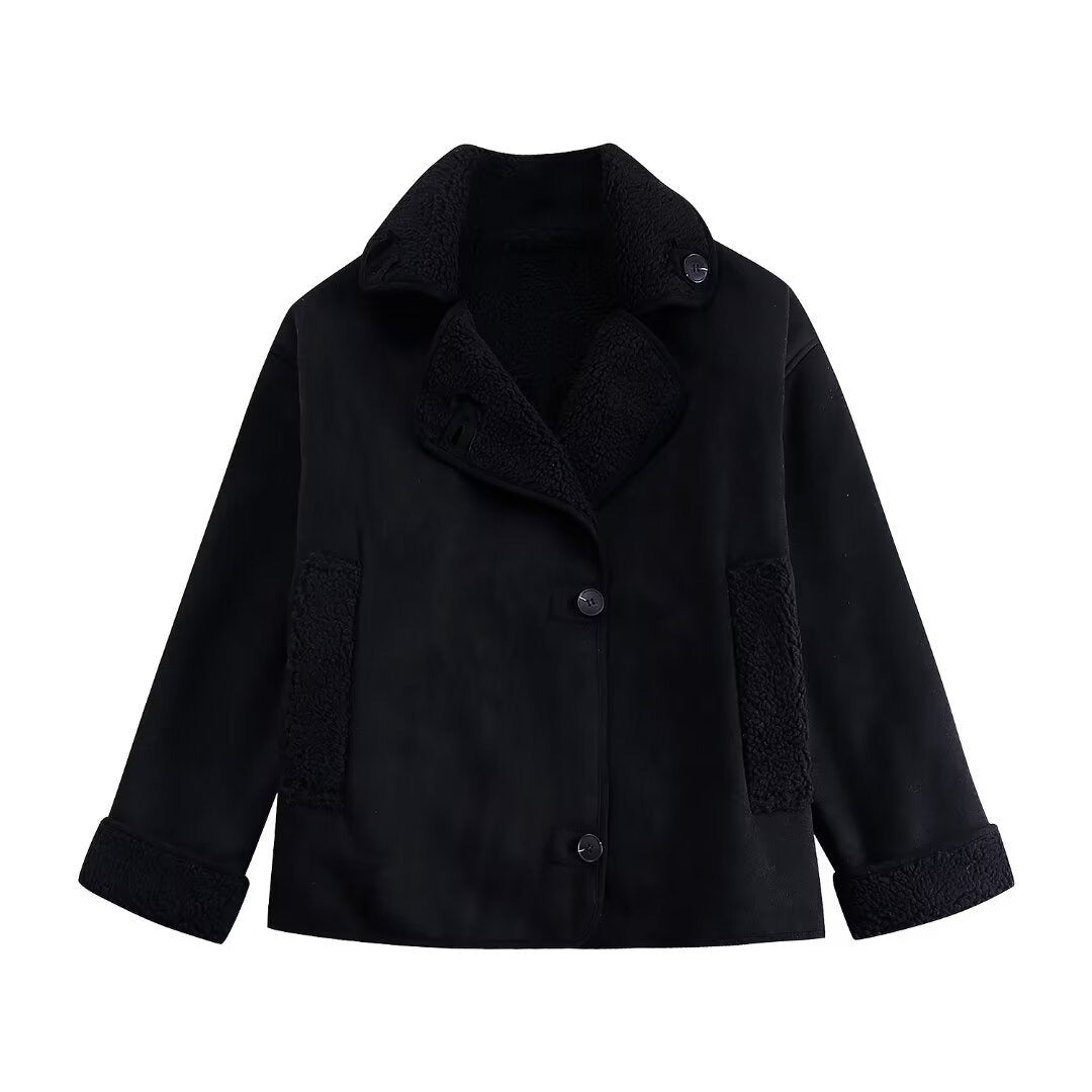 CLOE | Korte Damesjas Met Bonteffect En Schapenvacht Voering – Warm, Vintage & Perfect Voor de Koude Dagen