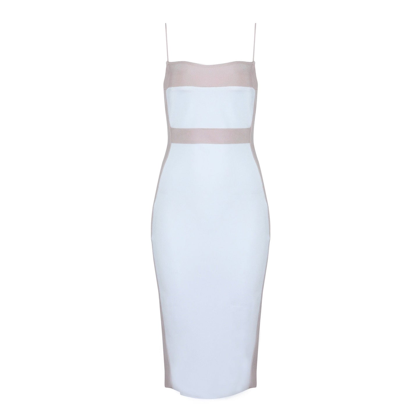TERESA | Dames Midi-Jurk Met Dunne Bandjes En Tweekleurig Design – Verfijnd, Slank & Perfect Voor Avondelegantie