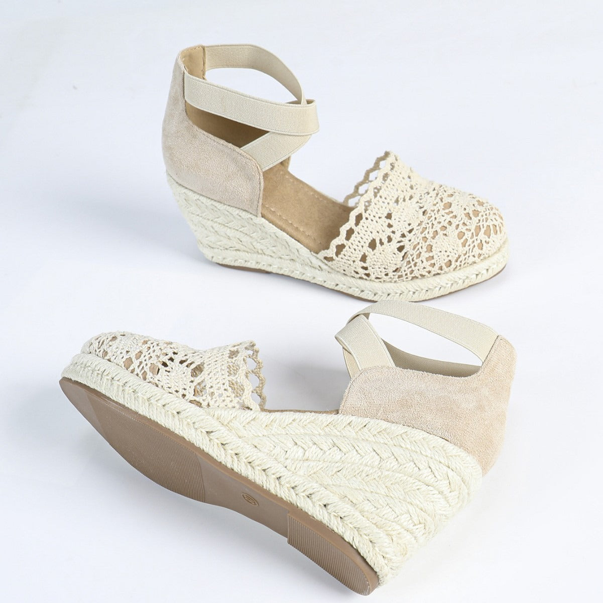 CAMILA | Espadrilles Dames – Handgemaakt Kant – Jute Sleehak – Zomerstijl met Comfort