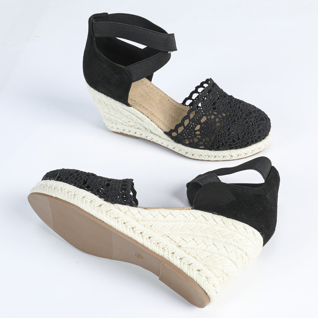 CAMILA | Espadrilles Dames – Handgemaakt Kant – Jute Sleehak – Zomerstijl met Comfort