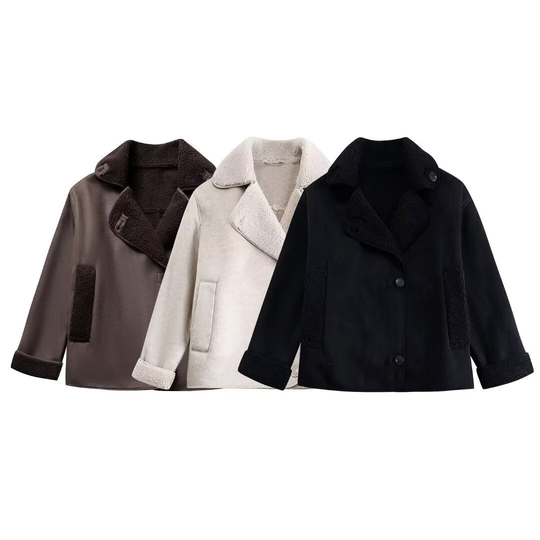 CLOE | Korte Damesjas Met Bonteffect En Schapenvacht Voering – Warm, Vintage & Perfect Voor de Koude Dagen