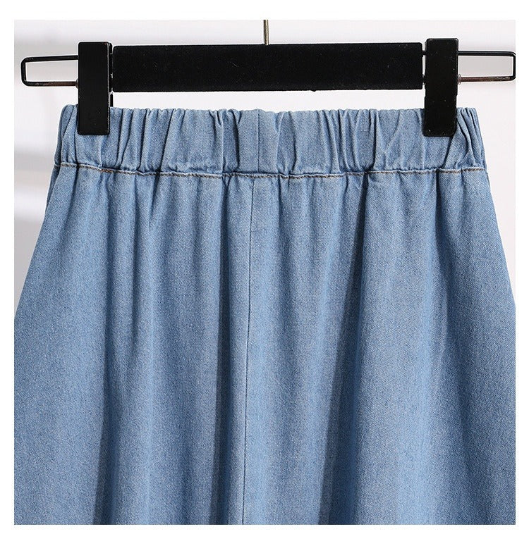 RENATA | Dames Midirok van Lichtgewicht Denim Met Knopen & Elastische Taille – Tijdloos, Comfortabel en Casual Chic