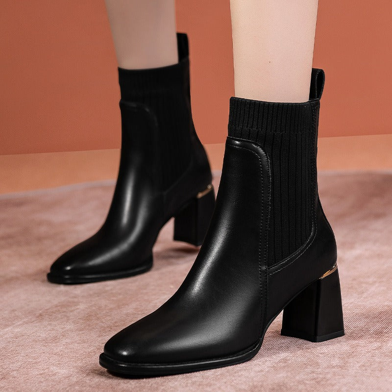 ERENDIRA | Dames Enkellaarsjes Met Elastische Brede Hak – Elegant, Comfortabel & Veelzijdig