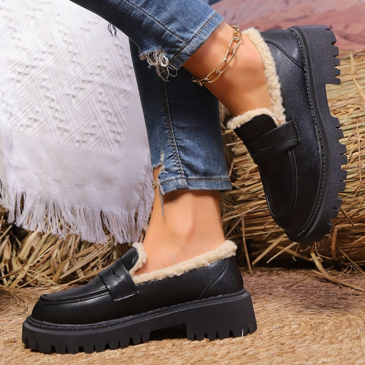 SELIA | Dames Mocassins Met Plateauzool En Warme Voering – Stijlvol, Comfortabel & Ideaal Voor Koude Dagen