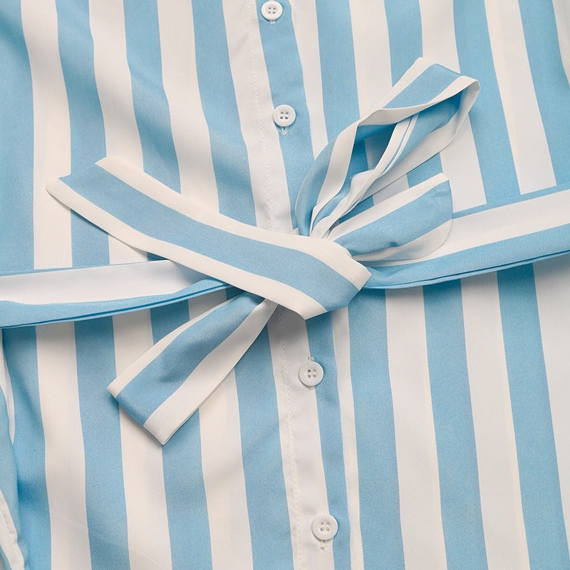 KEIKO | Gestreepte Damesblouse Met Ceintuur – Verfijnd, Fris & Flatterend Voor Elke Dag