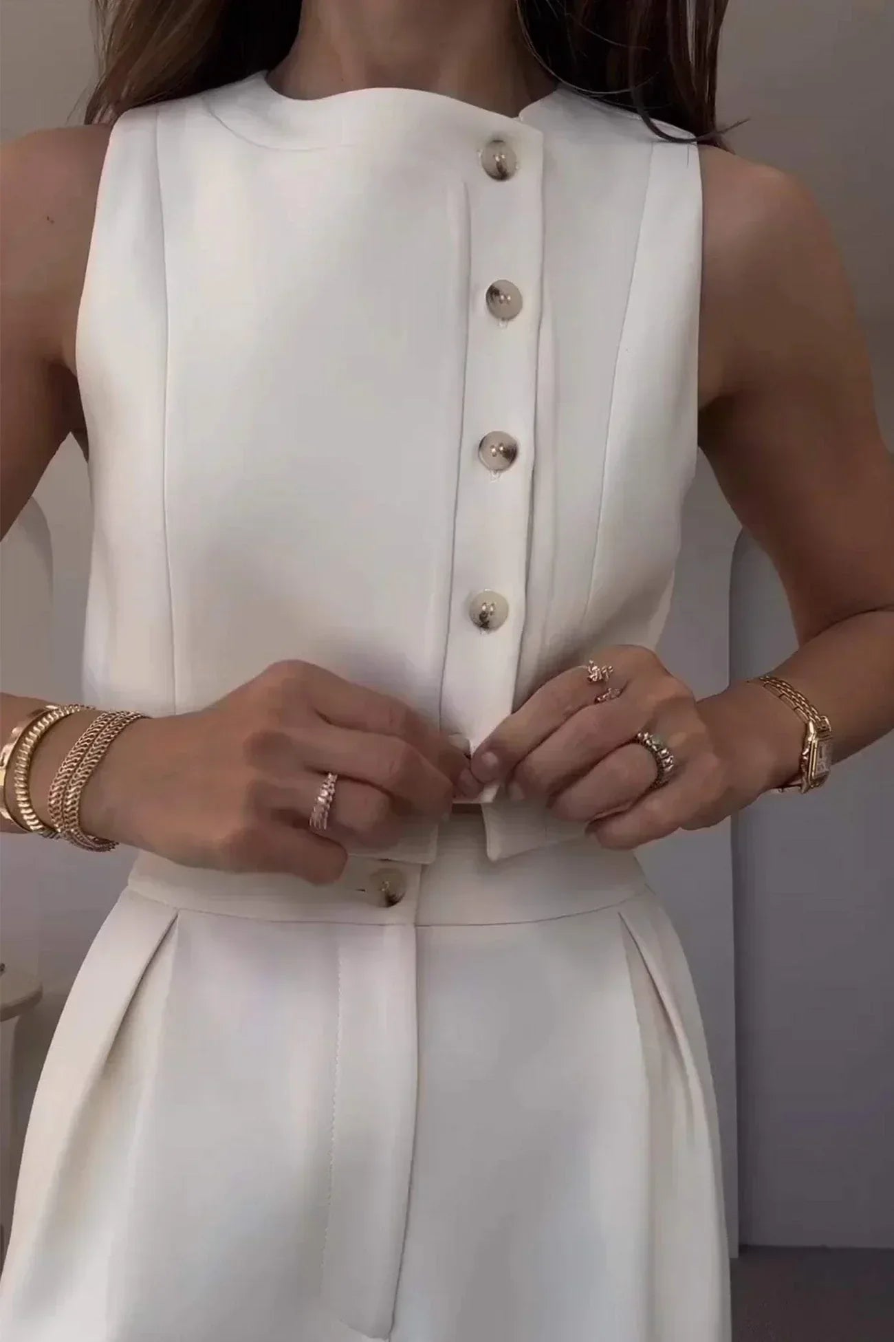 NALANI | Tweedelige Tailleur Dames Set Met Knopen – Chic, Minimalistisch & Perfect Voor Brunch Of City Looks