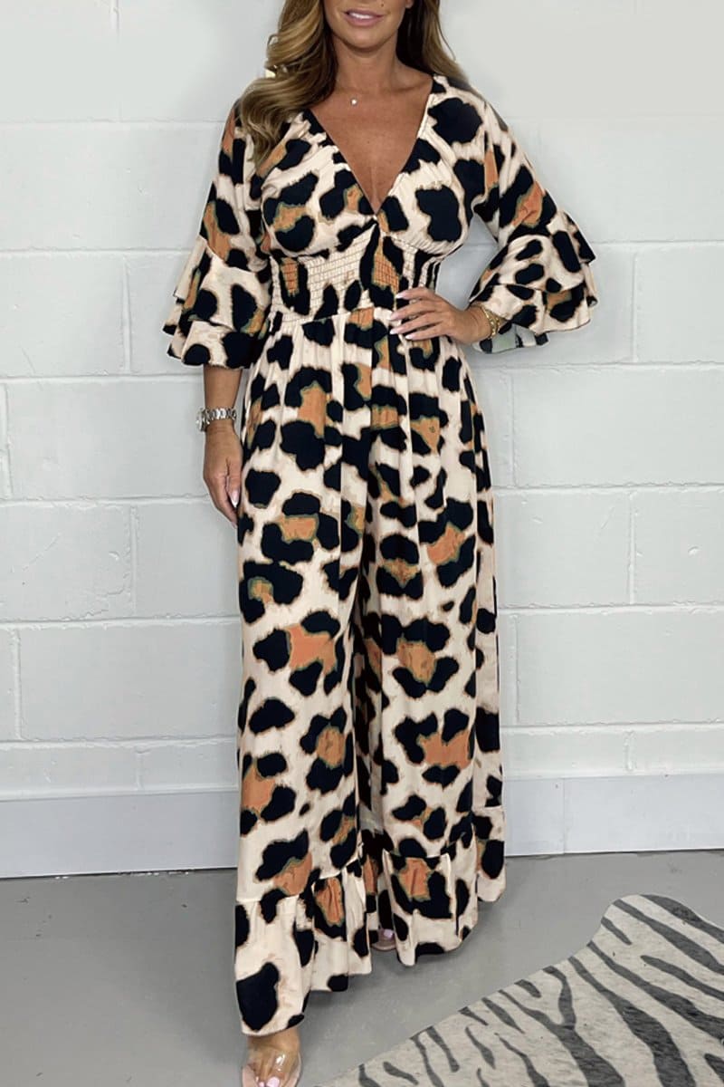 KENZA | Gedurfde Luipaard Print Jumpsuit Voor Dames Met V-Hals - Comfort & Stijl