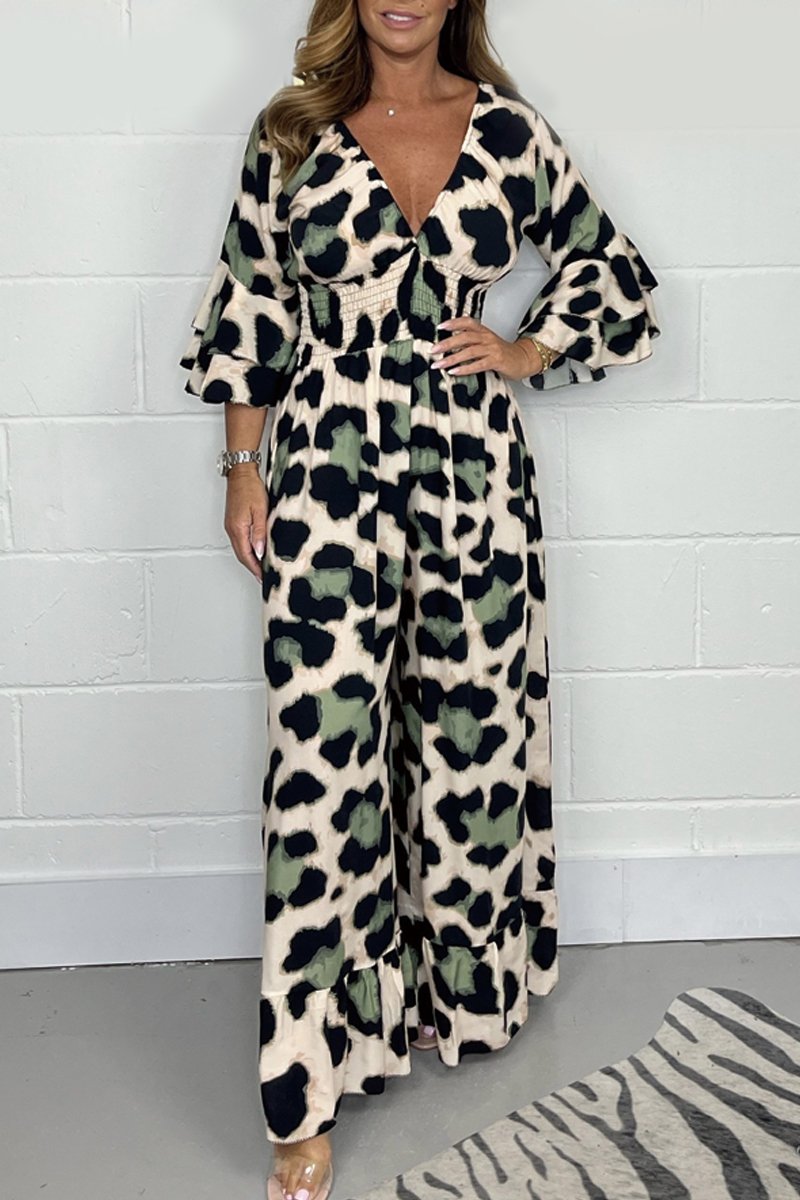 KENZA | Gedurfde Luipaard Print Jumpsuit Voor Dames Met V-Hals - Comfort & Stijl