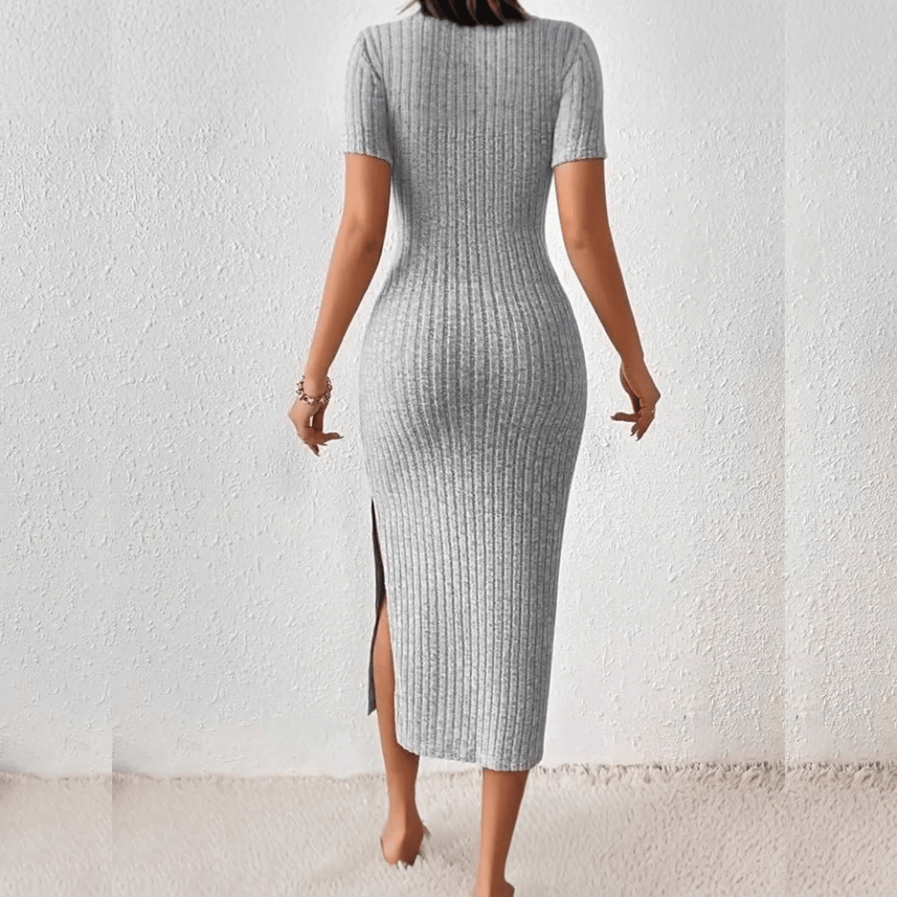 LUNERA | Dun Gebreide Midi Jurk voor Dames - Comfort & Stijl