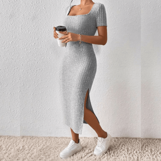 LUNERA | Dun Gebreide Midi Jurk voor Dames - Comfort & Stijl