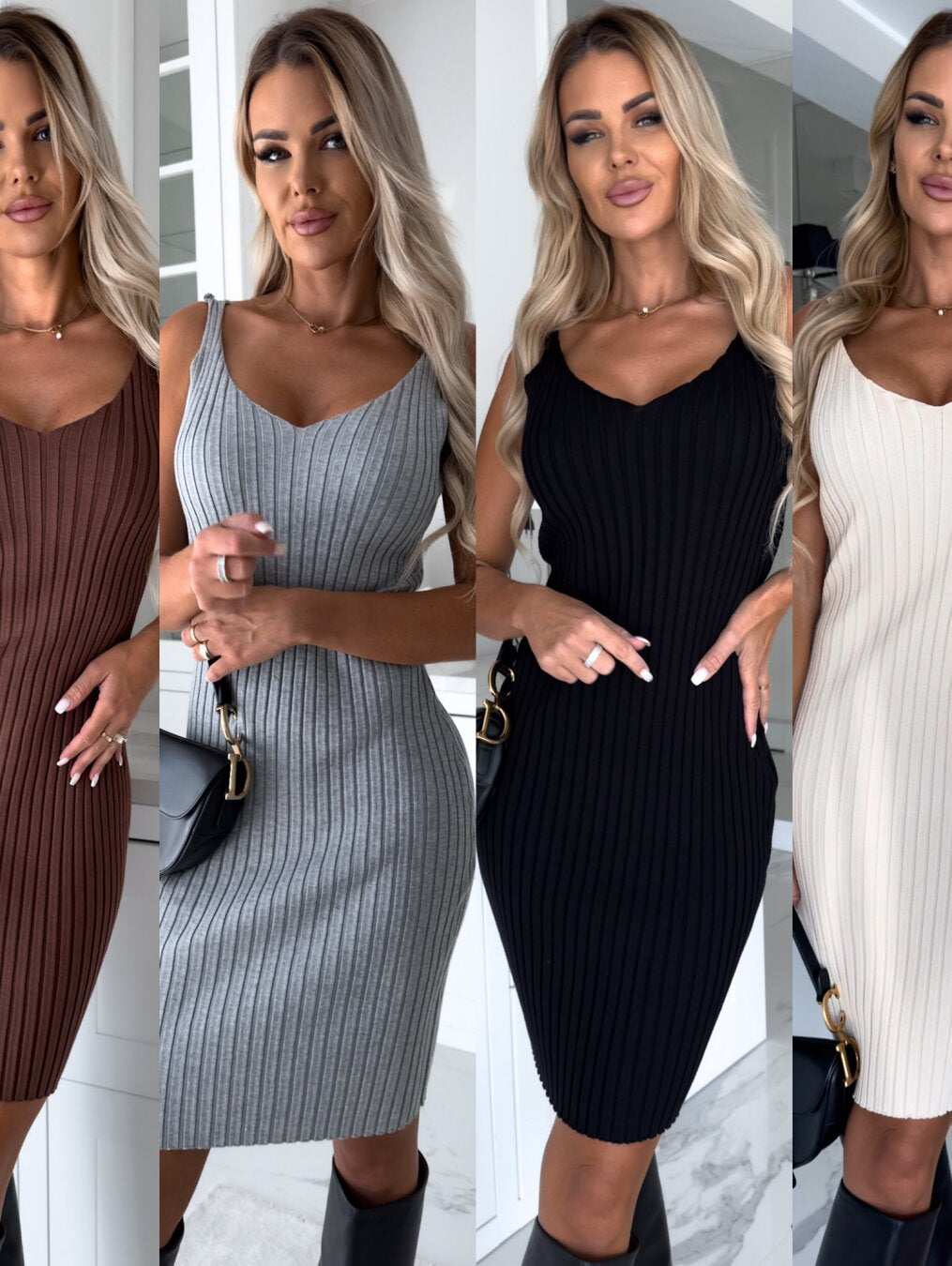ALINA | Gebreide Dames Set met Mouwloze Jurk & Bijpassende Trui – Warm, Vrouwelijk & Perfect voor Koude Dagen