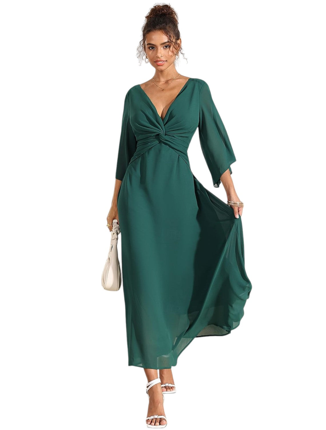 CELINE | Elegante Cocktail Maxi Jurk Voor Dames Met Tijdloze Pasvorm & Uniek Borst Design