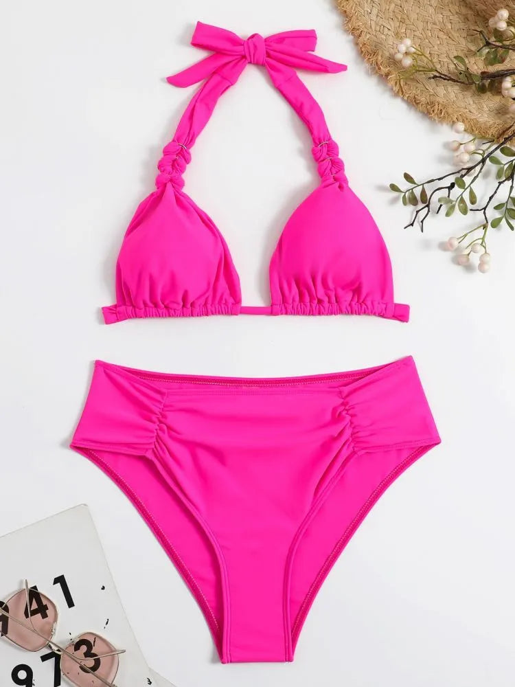 NAHLA | Geplooide Bikiniset met Hoog Taille Broekje voor Dames - Flatterend
