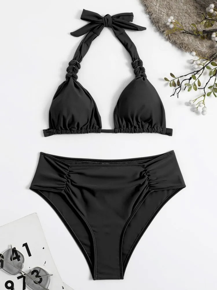 NAHLA | Geplooide Bikiniset met Hoog Taille Broekje voor Dames - Flatterend