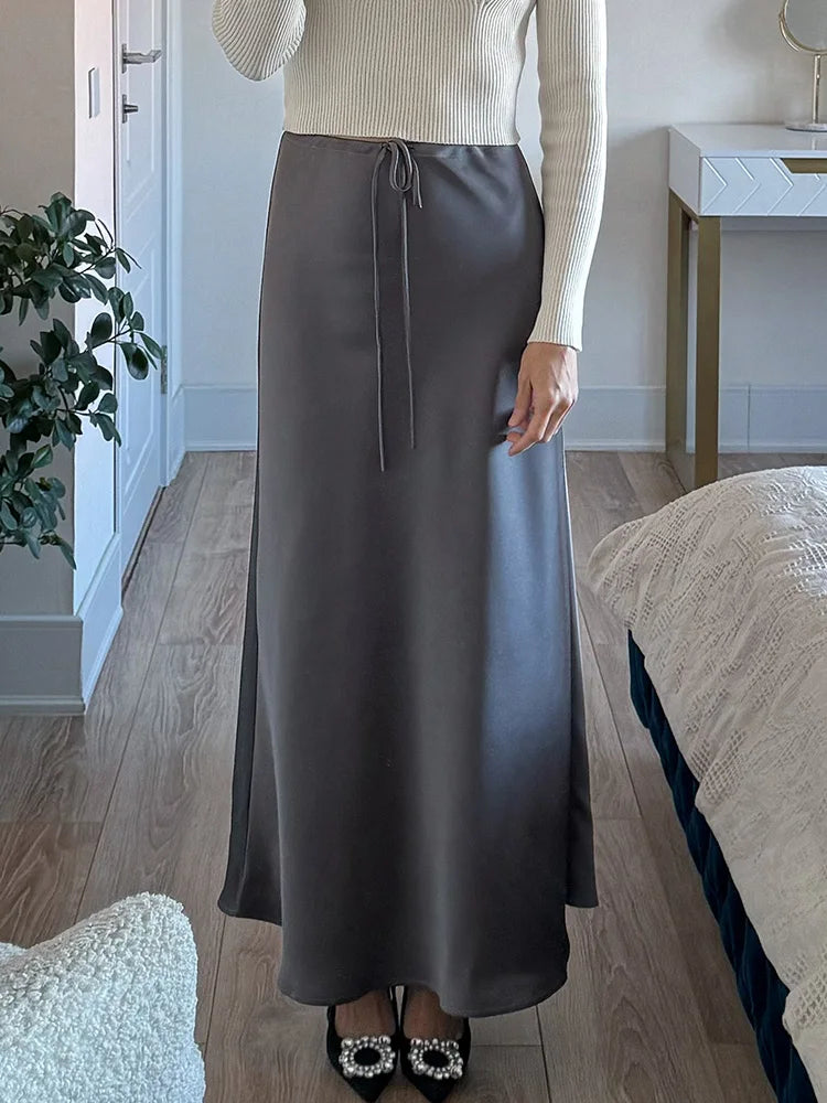 CHERISSE | Luxe Satijnen Dames Rok Met Verstelbare Taille - Zacht, Elegant & Makkelijk te Combineren