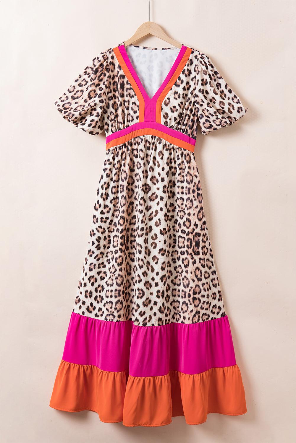 ZAYA | Dames Maxi Jurk Met Luipaard Print & Zomer Kleuren