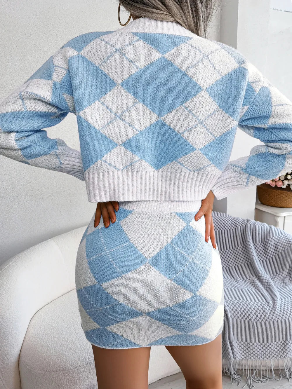 LIDIA | Pastel Kleurige Rok-Set Voor Dames Met Ruit Patroon - Stijlvol & Elegant