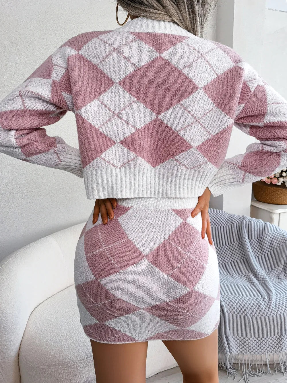 LIDIA | Pastel Kleurige Rok-Set Voor Dames Met Ruit Patroon - Stijlvol & Elegant