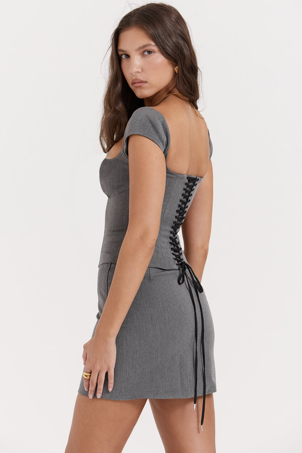 ROSALIE | Grijze Rok + Top Set Voor Dames - Elegant, Chic & Uniek