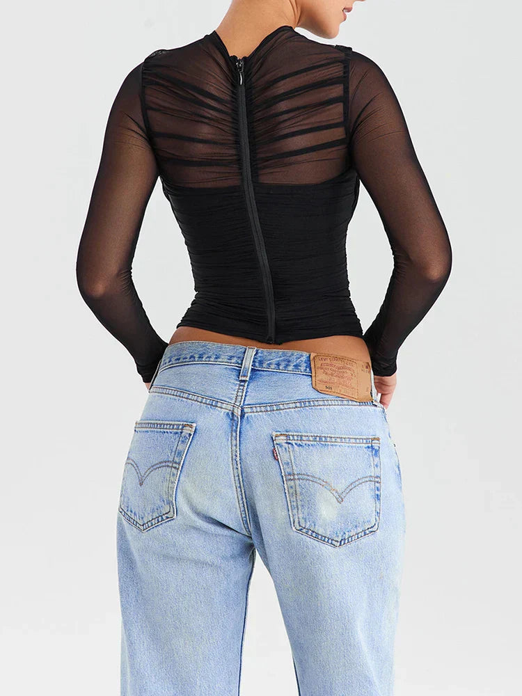 SELENA | Luxe Mesh Longsleeve – Ademend, Comfortabel & Elegant