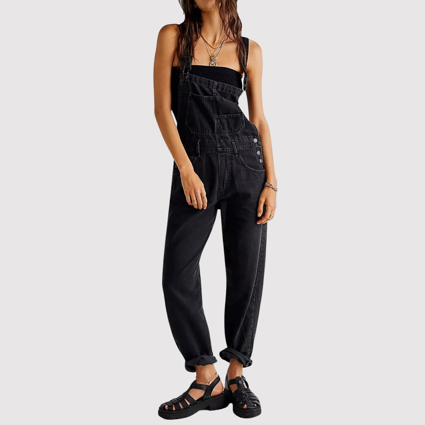 LUMI | Relaxed Fit Denim Tuinbroek Dames – Met Verstelbare Bandjes