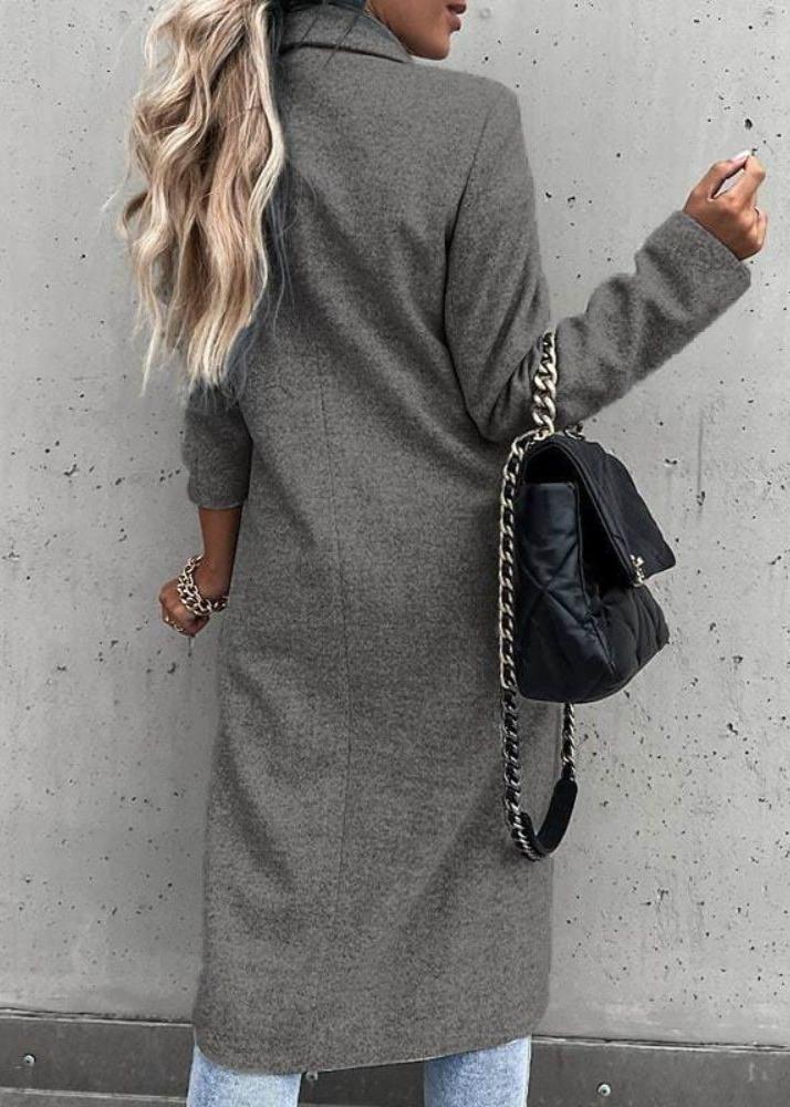 Elegante Wollen Winterjas Voor Dames – Lang Model Met Klassieke Pasvorm