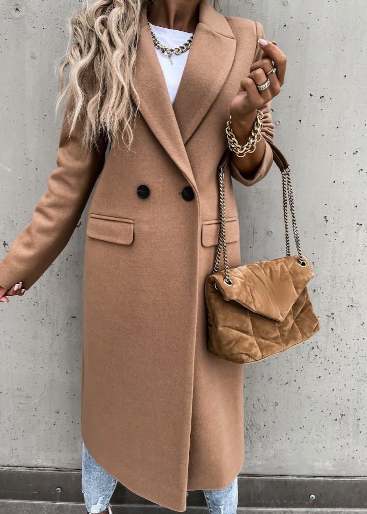 Elegante Wollen Winterjas Voor Dames – Lang Model Met Klassieke Pasvorm