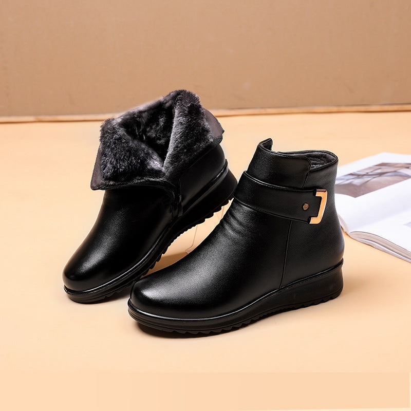 FIEN | Warm Gevoerde Dameslaarzen Van Leer Met Ergonomische Hakverhoging – Orthopedisch, Stijlvol & Ideaal Voor Herfst & Winter
