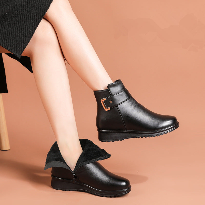FIEN | Warm Gevoerde Dameslaarzen Van Leer Met Ergonomische Hakverhoging – Orthopedisch, Stijlvol & Ideaal Voor Herfst & Winter