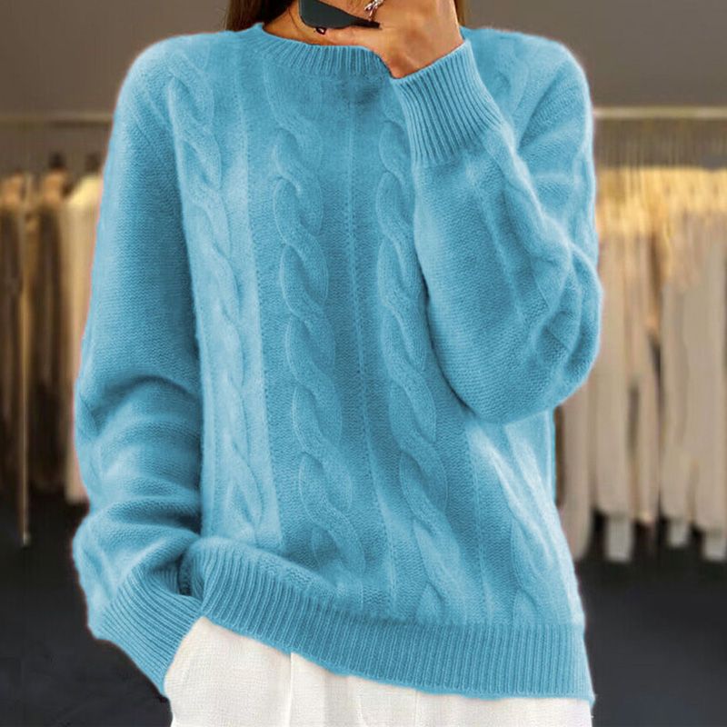 Dames wollen gebreide trui met kabel design – premium warmte & tijdloze stijl