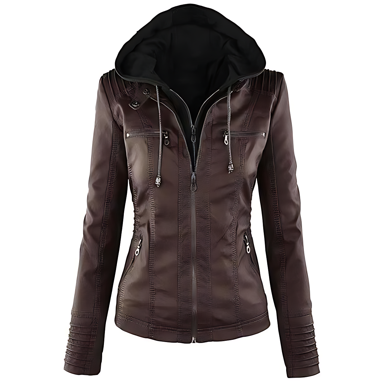 Dames casual gewatteerde leren jas – stijlvol, warm & praktisch met dubbele rits