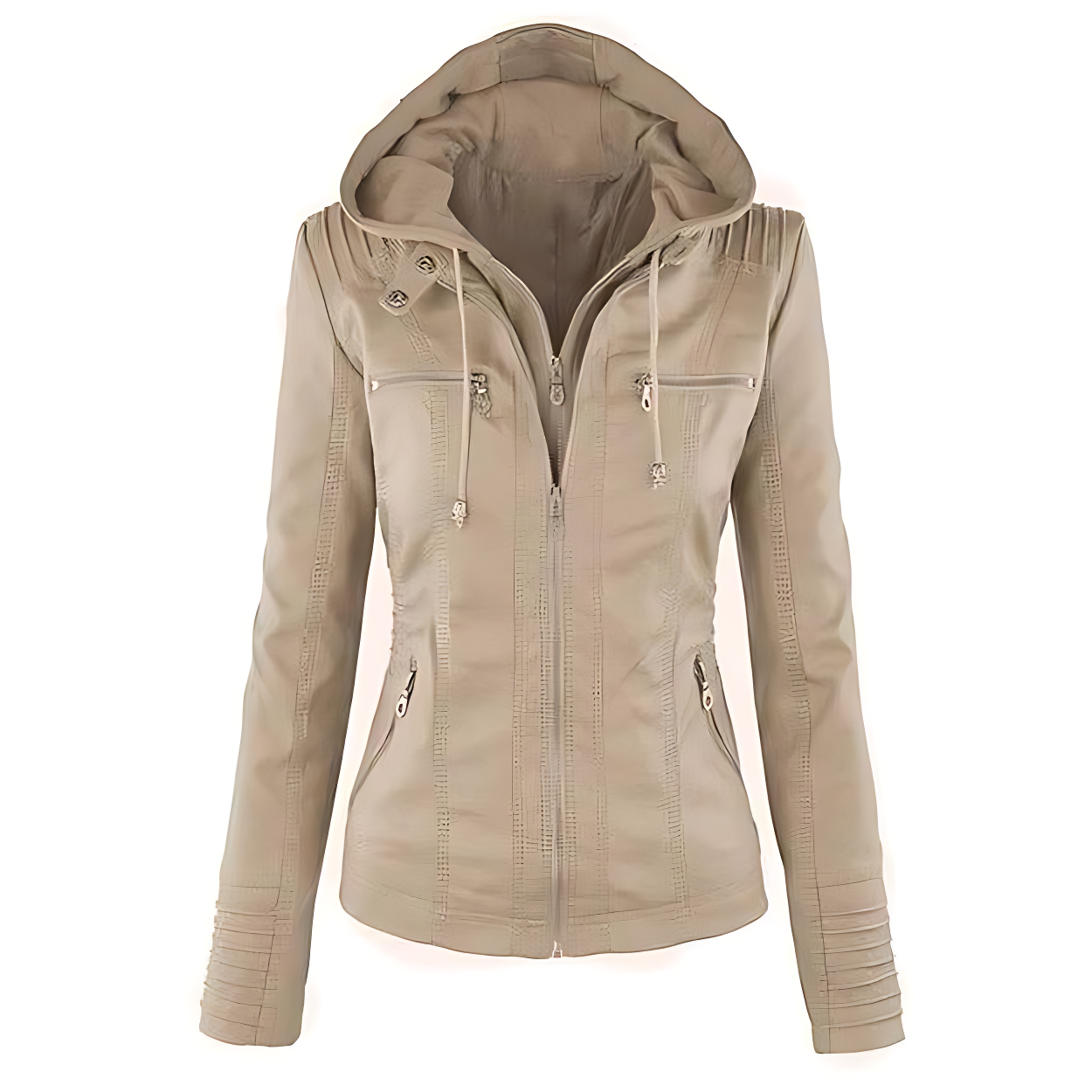 Dames casual gewatteerde leren jas – stijlvol, warm & praktisch met dubbele rits