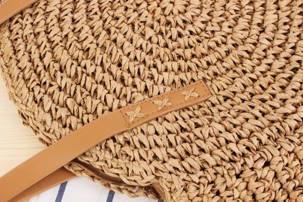 DASHA | Zomerse Ronde Gevlochten Strandtas voor Dames