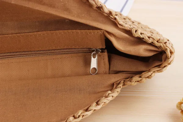 DASHA | Zomerse Ronde Gevlochten Strandtas voor Dames