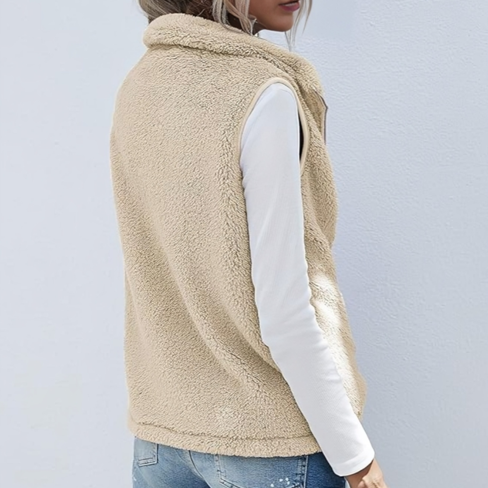 MAURA | Warme Dames Teddy Gilet Vest Met Rits – Warm, Praktisch & Ideaal Voor Het Najaar