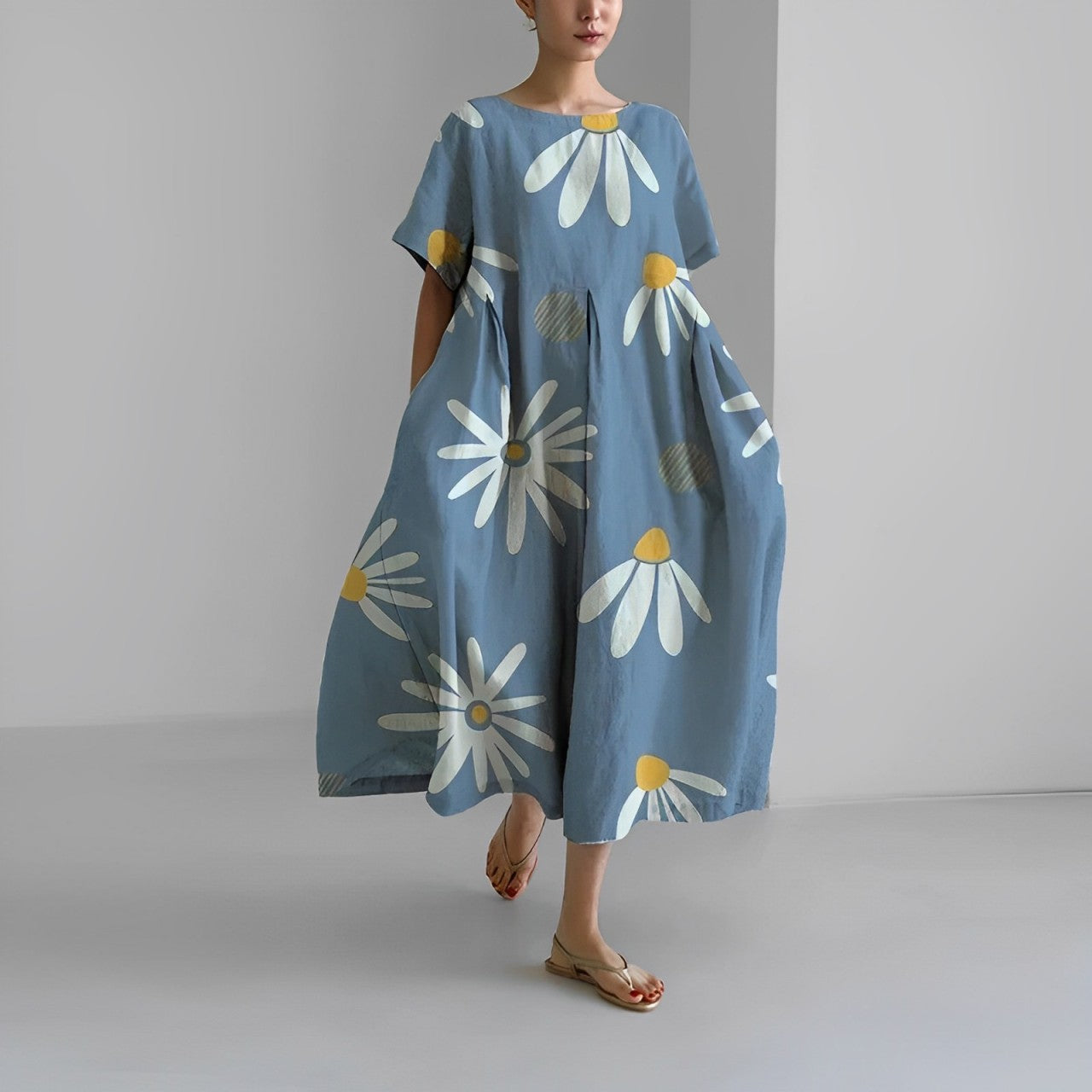 SERINA | Bedrukte Damesjurk Met Bloemenprint – Tijdloos, Vrouwelijk & Comfortabel Voor Elke Zomerdag