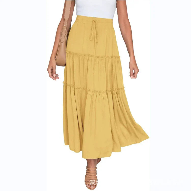 SIA | Zomerse Maxi-Rok met Gelaagde Look en Verstelbare Tailleband