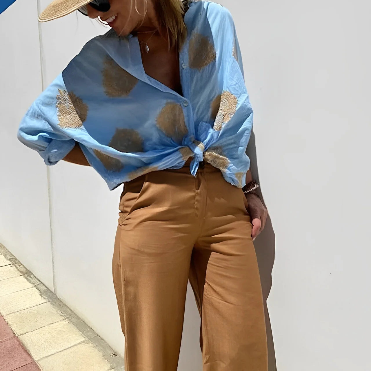 ZARIFA - Dames Linnen Blouse Zomerstijl met Borduuraccenten