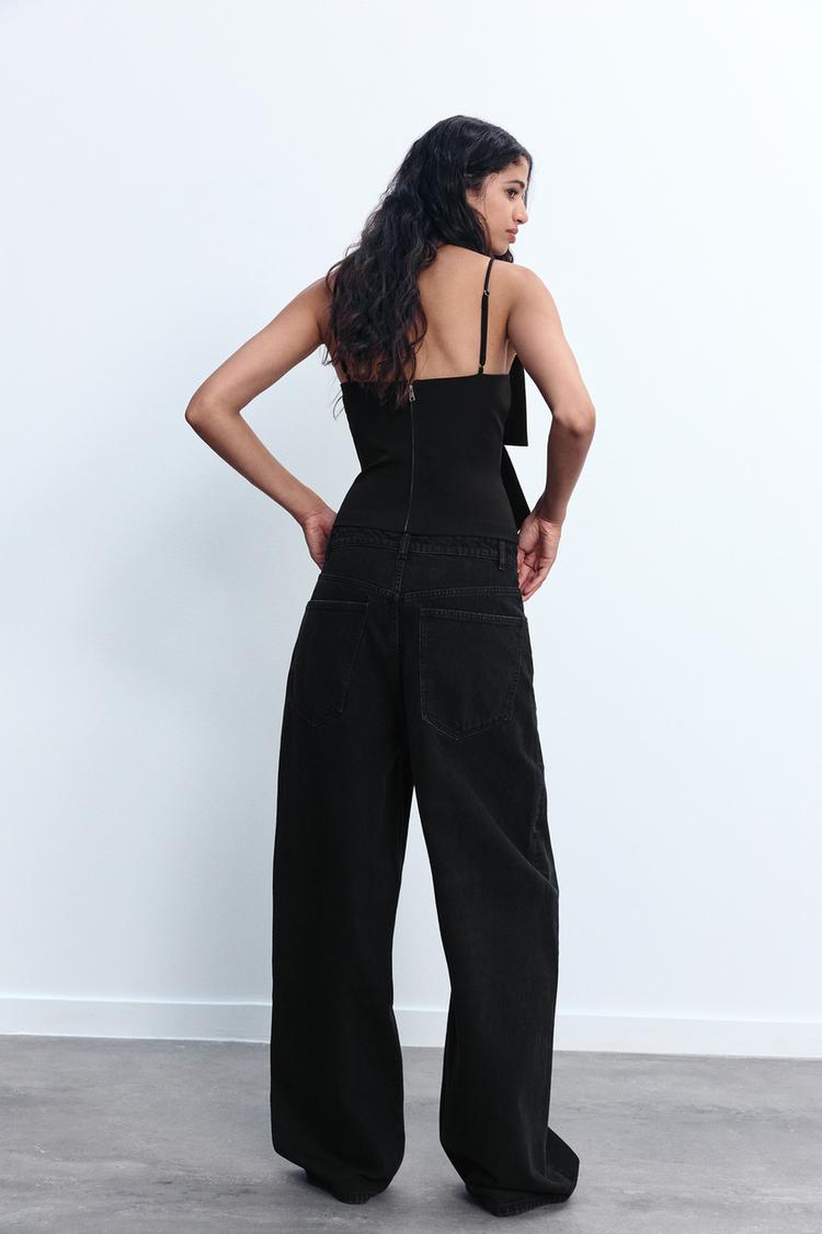 LOULOU | Zwarte Glitter Strik Top Voor Dames - Elegant, Feestelijk & Stralend