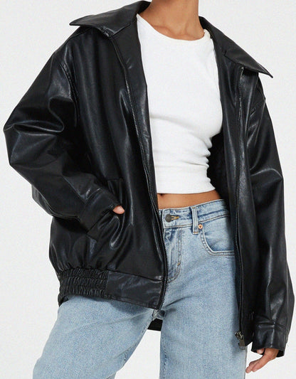 AMARA | Oversized Leren Damesjas – Tijdloze Look & Comfort, Perfect Als Tussenjas
